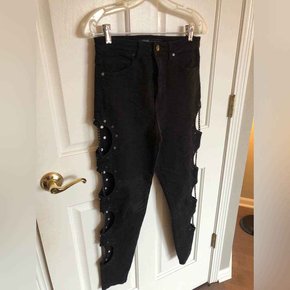 Nasty gal black cut out studded jeans